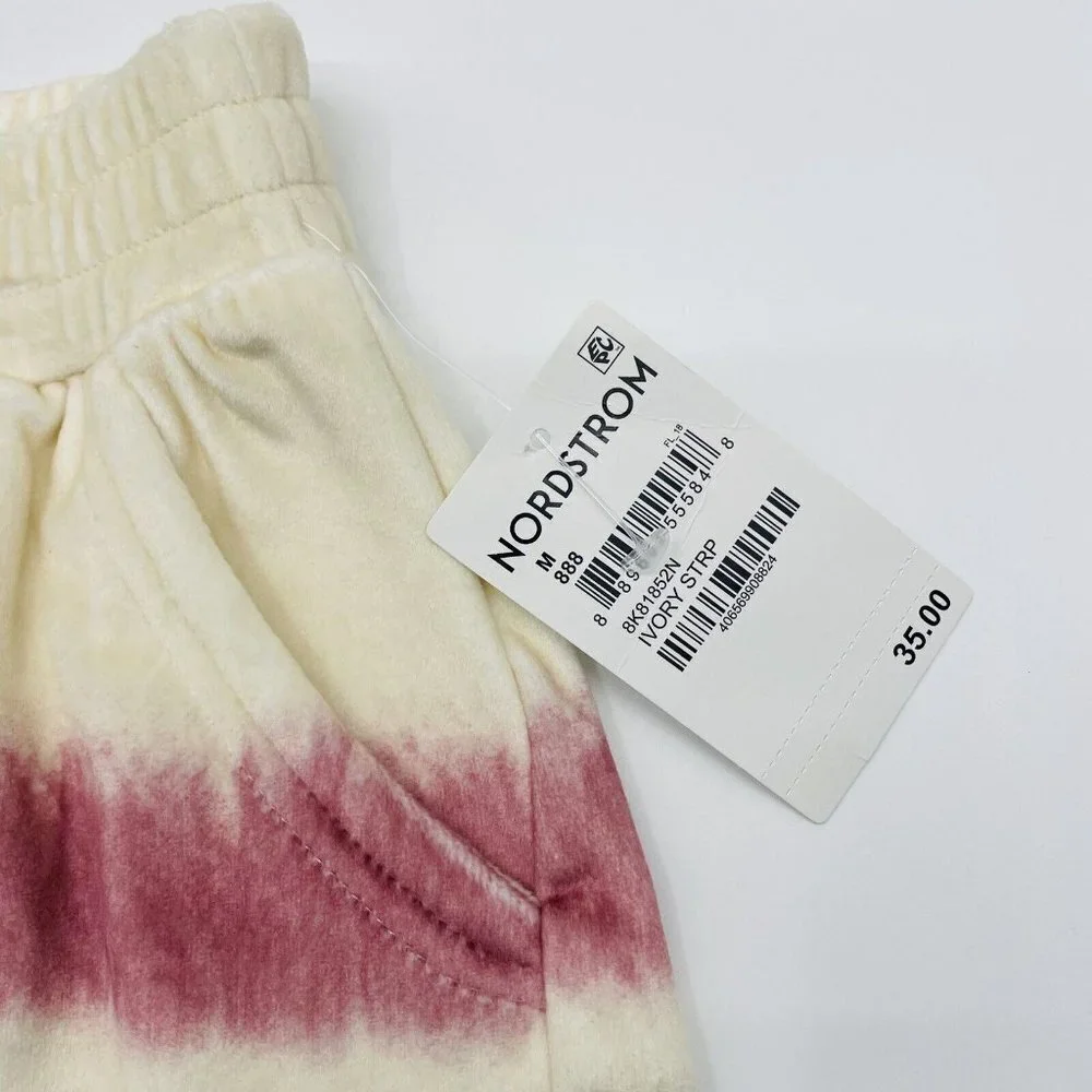Freshman Kids Youth Girls M 8/10 Stretch Velvet Tie Dye Shorts Ivory Stripe 1735
